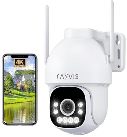 4K 8MP Caméra Surveillance WiFi Extérieure, WiFi 2,4/5GHz Caméra IP avec Détection Humaine Suivi Auto, Vision Nocturne Couleur Audio Bidirectionne lP66 (Version 2.0)