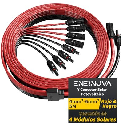 enernova Solarkabel Y-Verteiler, 4mm²-6mm² Solar-Anschlusskabel, IP68 Wasserdicht Solarkabel Verlängerung, 30A DC1500V, Solar-Panel-Steckverbinder Verlängerungskabel