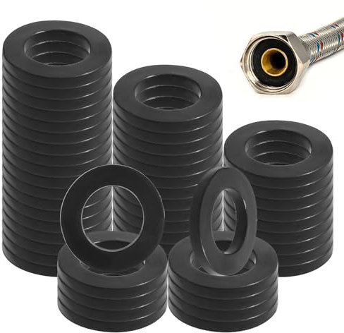50PCS Rubber Shower Hose Washers 1/2 Inch Hose Washer Seal Tap Sealing Rings Shower Head Washers Rubber Washers Seals for Shower Head and Hose Connecting (19mm OD x11mm ID)