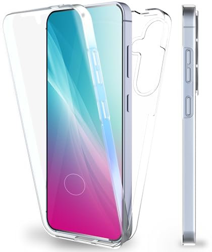 NALIA 360Guard für Samsung Galaxy S25 Hülle, Kristallklare 360° Schutzhülle, Anti-Gelb Effekt, Transparente Komplettschutz Handyhülle, Zweiteilige Full-Body Klarsichthülle, Stabiles Rundumschutz Etui
