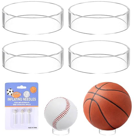 5 Stück Acryl Ballhalter, Ball Ständer,Football Halterung,Football Ständer,Ballhalterung, Ballständer,Football Halter Für Die Darstellung Von Basketball,Volleyball Und Fußball Mit 3 Aufblasbare Nadel