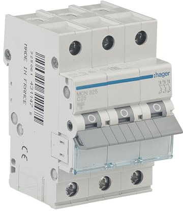 Leitungsschutzschalter Hager MCN325 biconnect Klemmsystem Drehstrom (3P), Charakteristik C bis 25 Ampère, 6kA Kurzschlussfestigkeit