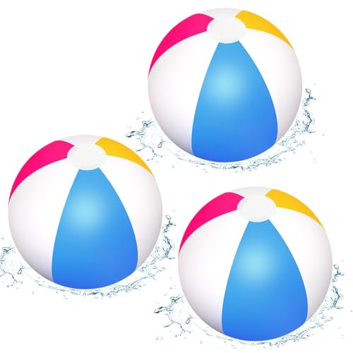XIABYAYU Pelota de Playa Inflable,3 Piezas Pelota Playa Hinchable, Pelota Inflable Piscina, Pelota de Agua para Natación de Verano, Playa, Piscina