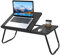 FIVMEN Laptoptisch Winkelverstellbar Betttisch Betttablett Klappbar mit Laptop-Ständer und Cup Slot Frühstückstablett Notebooktisch Laptopständer aus MDF für Sofa Bett Couch 56x33 cm, Schwarz