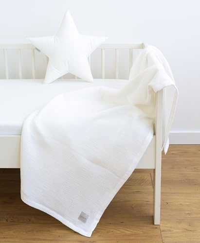 LOOLAY Musselin Decke 150x200cm – 100% Europäische Baumwolle – Leicht Atmungsaktiv – musselindecke Sommer für Kinder – Wickeldecke, Reisedecke und Strandtuch (Ecru)