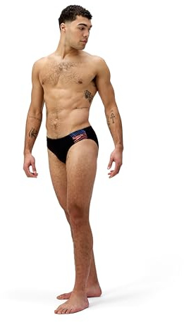 Speedo Men's Medley Logo 7cm Brief Swim Trunks Swimmers Orange Size 32