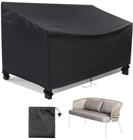 QSHXXROI 2-Sitzer Schutzhülle Gartenmöbel, Gartenbank Abdeckung mit Kordelzug und Befestigungsclips, Gartensofa-Möbelschutz, für Gartenbank, Sofas und andere Möbel - 134 × 66× 89 cm