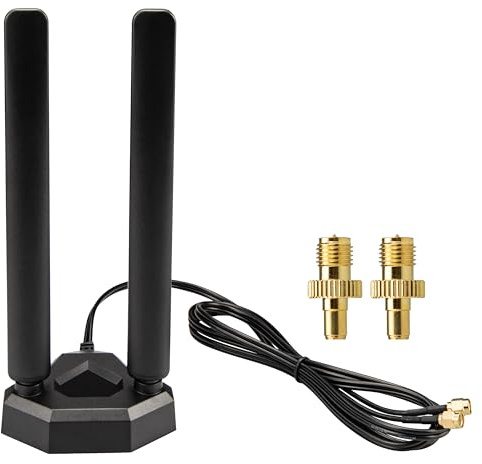 Boobrie Antenne WiFi 6E/WiFi 7 Antenne Tri-Bande avec Base Magnétique 2,4 GHz/5 GHz/6 Ghz/7 GHz Câble RP-SMA pour PC Ordinateur de Bureau Routeur PCI PCIe Caméra de Sécurité Wi-FI Bluetooth Amélioré