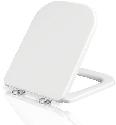 Mass Dynamic Square Toilet Seat with Soft Close Top Fix Toilet Seats with One Button Quick Release Cleaning for Better Hygiene, Rectangle Loo Seat with Adjustable Hinges - Pakc of 3