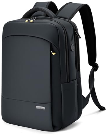 Lekespring Anti-Theft Laptop Backpack for Men & Women, 17.3 Inch Water Resistant Laptop Rucksack with YKK Zips & Lock for Work, Travel and Business, Black