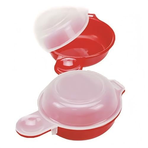 BAISEBAOFU 2 Sets Microwave Egg Poacher, Egg Poacher Microwave, Easy Clean Kitchen Tool for Quick Breakfast Cooking (Red)