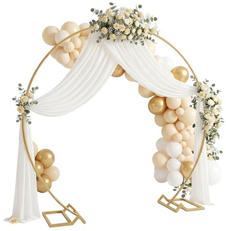 Relaxdays Luftballon Bogen, Metall, Hochzeit, Geburtstag, Verlobung, HxB: 210x240 cm, Blumen, Ballons, Traubogen, Gold