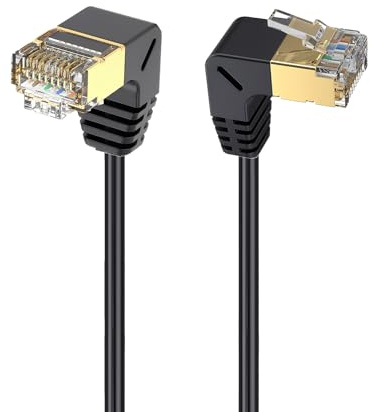 CQZYSM Cat8 RJ45 LAN Kabel Flach 90 Grad Winkel, LAN Kabel 0.5 Meter Hochgeschwindigkeit 40Gbit/s 2000MHz SFTP Netzwerkkabel für Router Modem PC Stabil(UP to down)