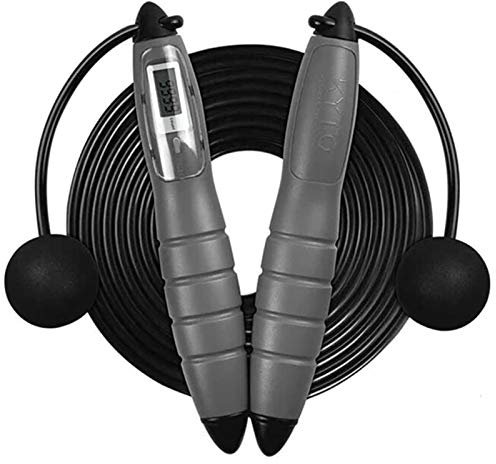 DAREN&KIWI Corda per Saltare Senza cordone, velocità Wireless Digitale Regolabile Salto con la Corda per Saltare con contatore LCD per Sport all'Aria Aperta (Grigio)