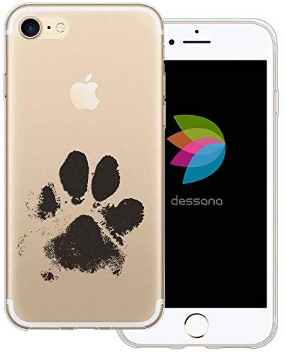 dessana Tier Pfoten Abdrücke transparente Schutzhülle Handy Case Cover Tasche passend für Apple iPhone 7 Hunde Tatze