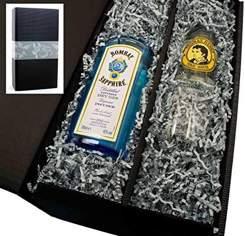 Bombay Saphire Gin 40% 0,7l Geschenkkarton mit 1 Glas und 1 Thomas Henry Tonic
