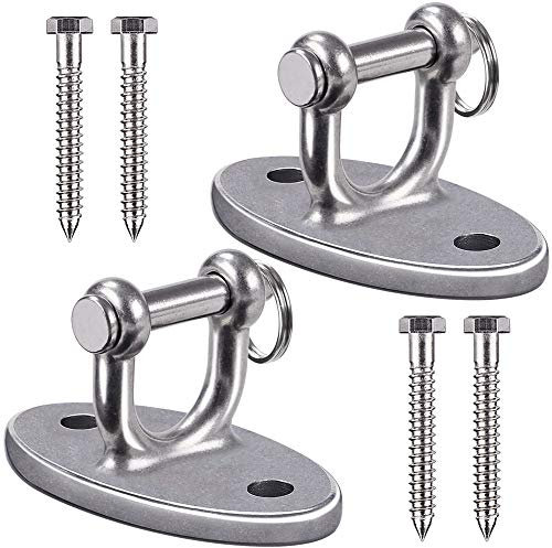 BeneLabel Set di 2 staffe ovali in metallo per appendere amaca a soffitto in legno, per interni ed esterni, sedia da yoga, sacchi da boxe in corda, 453,6 kg