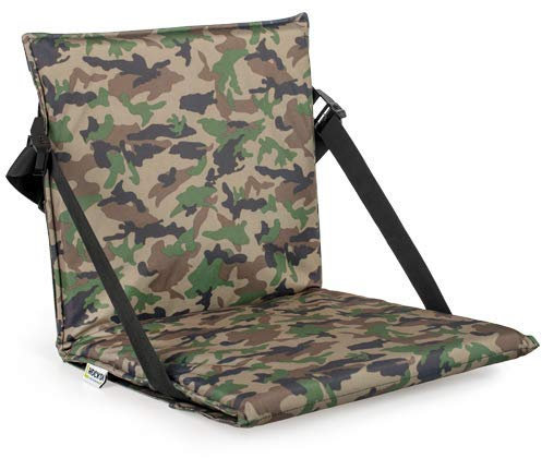 Hockdi portabler Outdoor Stuhl - Faltbarer Sitz mit Rückenlehne und ausklappbarer Beinauflage für Strand, Bierbank, Camping, Jagd und Picknick, stufenlos einstellbar (Camouflage)