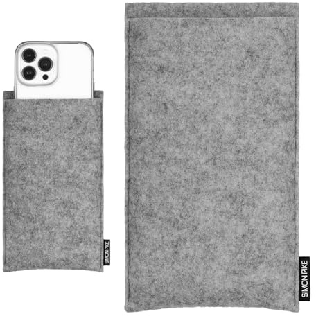 SimonPike Handyhülle passend für Apple iPhone 17 Pro Max (Gr. M) | Boston grau Filztasche aus Wollfilz Handy/Smartphone Tasche
