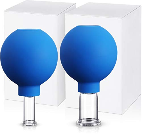 Nuanchu 2 Pcs Glass Cupping Set, 1 Inch and 0.65 Inch Diameter, Blue