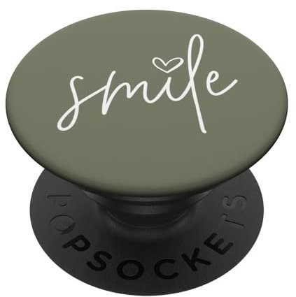PopSockets Smile Positive Inspirational Quote - Olivgrün PopSockets PopGrip: Ausziehbarer Sockel und Griff für Handys/Tablets mit Tauschbarem Top