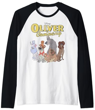 Disney Oliver And Company Group Shot Vintage Portrait Manche Raglan