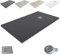 Extra-flat Resin Shower Tray outletaseo – All Sizes Available – Non-Slip Slate Texture – Includes Waste Valve + Grate (160x90, Noir RAL9005)