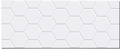 Panorama Frente de Cocina Adhesivo - Modelo Azulejo Hexagonal Blanco 60x200 cm - Vinilo Protector de Pared para Salpicaduras - Cenefa Decorativa Resistente al Calor y Agua