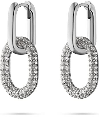 JETTE Damen-Creolen 925er Silber 192 Zirkonia One Size, Silber 32018220