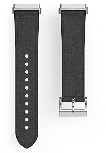 Hama Fitbit Uhrenarmband 22mm (verstellbares Ersatzarmband für Smartwatch Fitbit Versa 3 und Sense, Fitbit Armband zum Tauschen, Wechselarmband Leder u. Silikon, Edelstahl Schnalle, Herren) schwarz