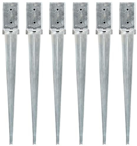 vidaXL Ground Spikes 6 pcs - Durable Galvanised Steel Outdoor Ground Spears with Easy Installation, Versatility in Fir Garden Fences, Arches, and More