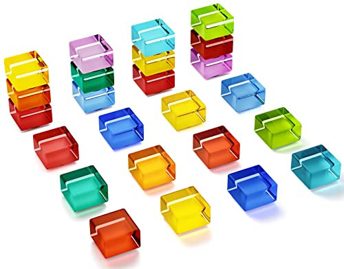 FINDMAG 24 Pack Modern Minimalist Refrigerator Magnets, 12 Colors, Glass, 15 x 15 x 9 mm, 24 Count