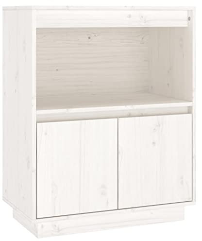 vidaXL Sideboard Kommode Anrichte Schrank Beistellschrank Mehrzweckschrank Standschrank Aufbewahrungsschrank Weiß 60x34x75cm Massivholz Kiefer