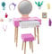 Barbie Mobilier - HJV35 - Ensemble mobilier décoration de Maison de poupée Barbie - thème de vanité, Miroir, Tabouret et Produits de beauté