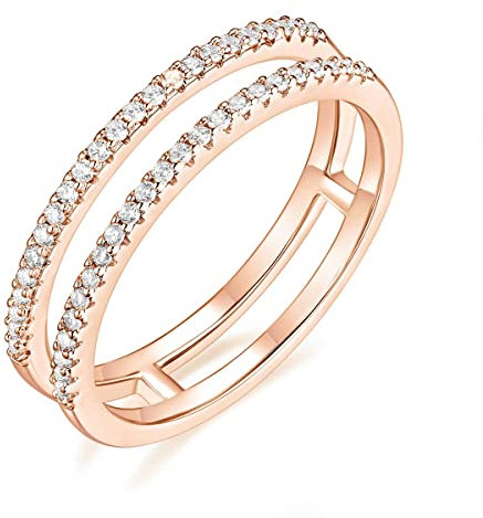 Titaniumcentral Ringe Damen Eternity Zirkonia Halb Ewigkeitsringe Doppelband Verlobungsring Eheringe Trauringe (Rosegold,58 (18.5))