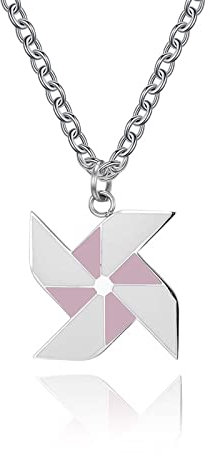 Stfery Collier Femme, Chaine Homme INOX Argent Rose Moulin à Vent 55+5cm Mode Bijoux Cadeau d'anniversaire