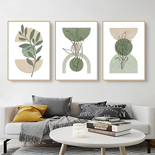EXQUILEG 3er Poster Set, Boho Abstrakt Pflanze Blumen Leinwand Bilder,Premium Abstrakte Leinwandbilder, Moderne Bilder für Wohnzimmer Schlafzimmer, Ohne Rahmen (40 * 50cm,B)