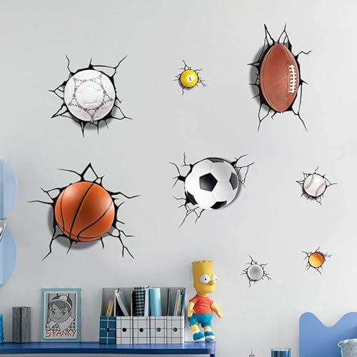 3D Basketball Inspiration Wandtattoo 3D Basketball Aufkleber Naturgetreue basketball Dekoration Cartoon Kinderzimmer Wandgemälde