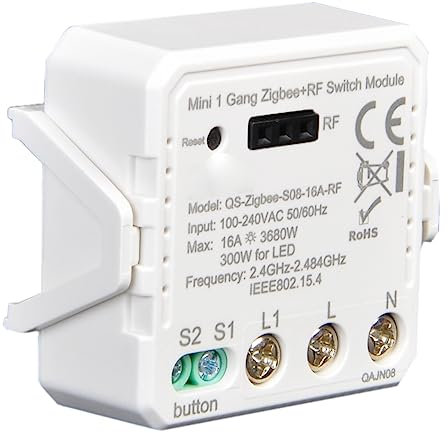 zigbee commutateur intelligent, MINI contrôle, protocole ZigBee3.0, module sans fil rf 433 mhz, commande vocale via Alexa,Nécessite la passerelle tuya Zigbee,APP smartlife/tuya (1)