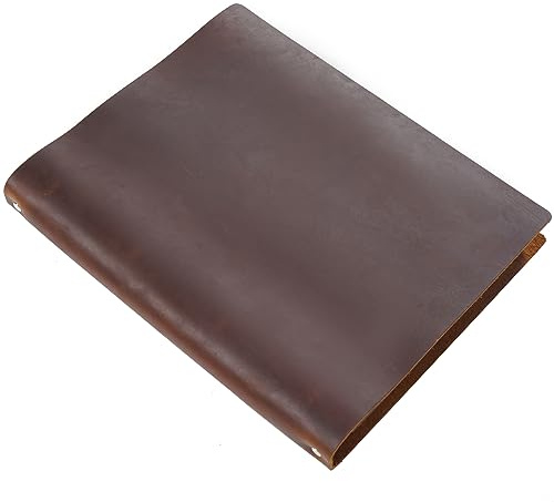 AIGUONIU Ringplaner aus echtem Leder, A4-Format, mit 4 Löchern, Retro, vertikale Version, persönlicher Organizer, Notizblock, Skizzenbuch (Braun)