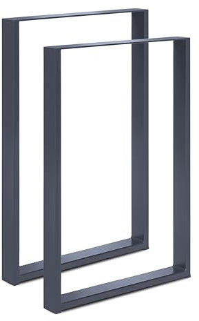 Magnetic Mobel Lot de 2 Pieds de Table en métal pour Bureau, Table à Manger, Meubles - 90 x 72 cm - Anthracite - Profil 6 x 2 cm