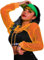 Avidlove Women's Crop Tops Long Sleeve T Shirt Fishnet Hoodies Party Outfit Rave Clothing Mesh Ladies Short Sweatshirt with Drawstring Neon UK Orange M