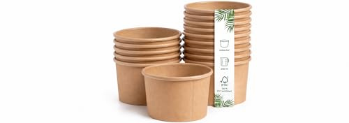DeinPack 200 Eisbecher 240 ml | Universal Karton braun unbedruckt rund | Umweltfreundlich, Universal Karton, Für Eis, Dessert, Fingerfood, Vorspeisen, Snacks, Braun unbedruckt, Rund