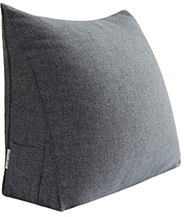 Johnear Rückenkissen Keilkissen Bett Lesekissen,Rückenlehne Kissen für Sofa Lendenkissen Bettkopfteil, Dreieckige Bettkeil Bücherkissen Stützkissen (Grau 2,60cm)