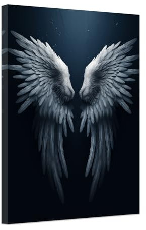 ZXHYWYM Engelsflügel Leinwandbild Schwarz Weiß Wanddekoration Engelsflügel Gemälde abstrakter Flügel Kunstdruck für Zuhause Wohnzimmer Schlafzimmer Dekoration mit Rahmen (A (30.00 x 45.00 cms))