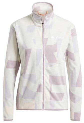 adidas Donna Terrex Multi Printed Full Zip Fleece Jacket, Grey One/Preloved Fig, S