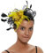 Damen-Kopfschmuck, Fascinator, Bankett, Feder-Kopfschmuck, Hochzeit, Party, Braut-Tiara, gelb / schwarz, 1 count (Pack of 1)