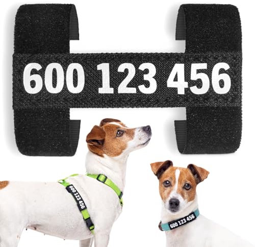Tagorus TAG H - Chapa Perro Grabada De Tela Con Cierre Tipo Velcro - Chapa Identificativa Perro - Chapas Para Perros - Placa Perro personalizada - Etiqueta Collar Perro Personalizado Con Telefono