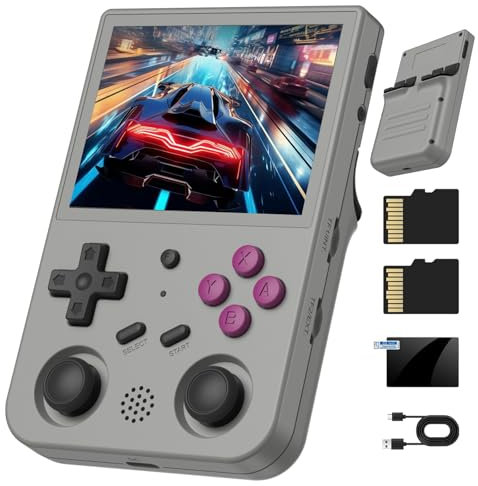 RG353V Retro Gaming Console Handheld Game Console 3.5 IPS Screen Android 11 and Linux System 64G TF Card 4420+ Classic Games RK3566 64bit Game Player Bluetooth 4.2 and 5G WiFi(Gray)