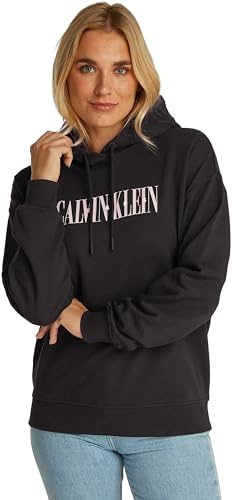 Calvin Klein Damen Hoodie Varsity aus Baumwolle, Schwarz (Ck Black), S